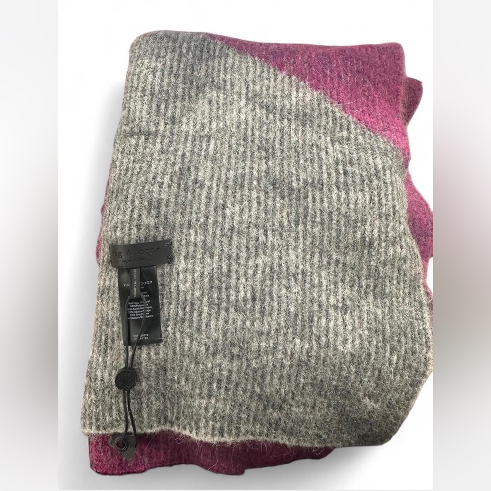 RAG & BONE purple grey wool blend scarf soft
